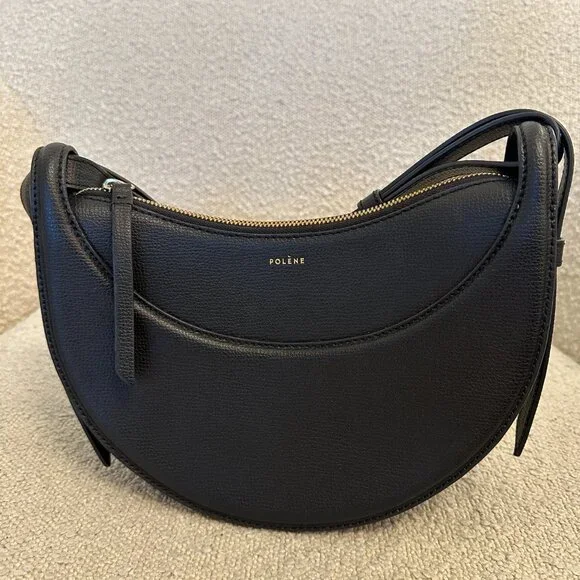 Polene Numero Dix (Number Ten Bag - Monochrome Black Textured leather) - Picture 9 of 15